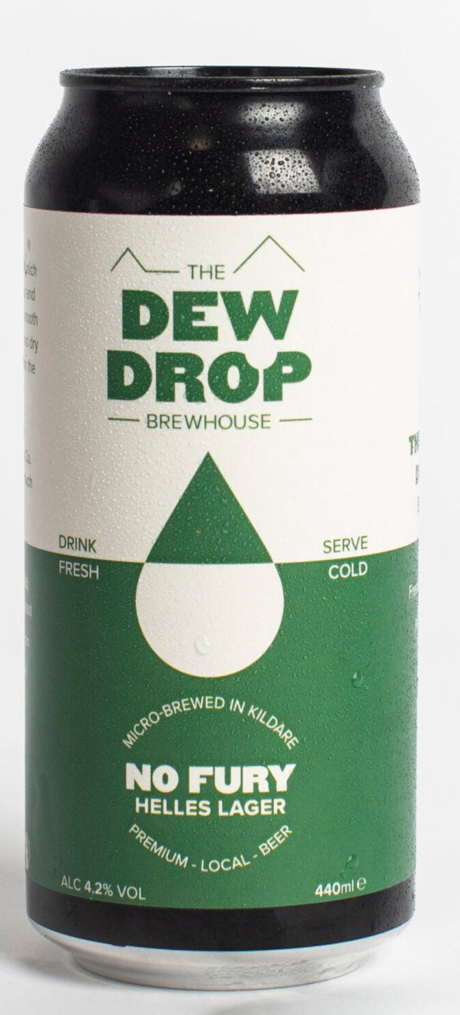 Dew Drop beer can on a white background