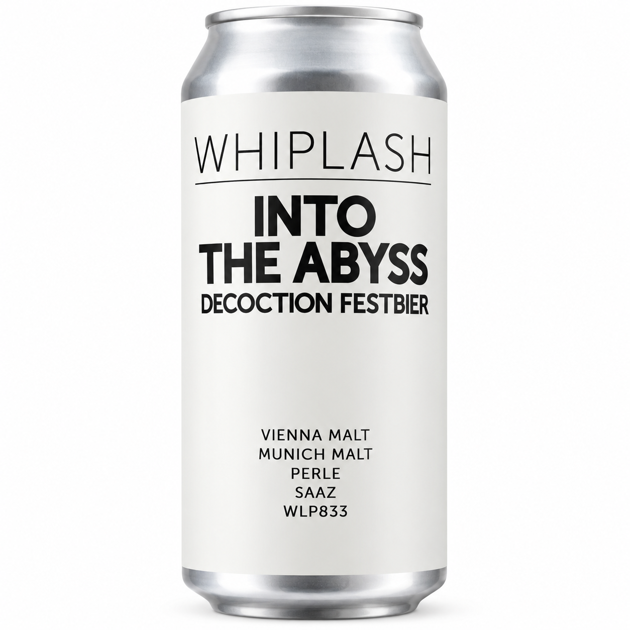 Whiplash Into The Abyss Decoction Festbier 5.8% ABV 440ml can on pure white background