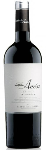 Acón Tempranillo Crianza is a cherry red in colour with light tones. The wine is powerful and intense, on the nose has aromas of ripe red fruit, vanilla and licorice with leather background. The palate is well structured with ripe fruit compote flavour, very ripe tannins and tasty, surround and persistent finish.