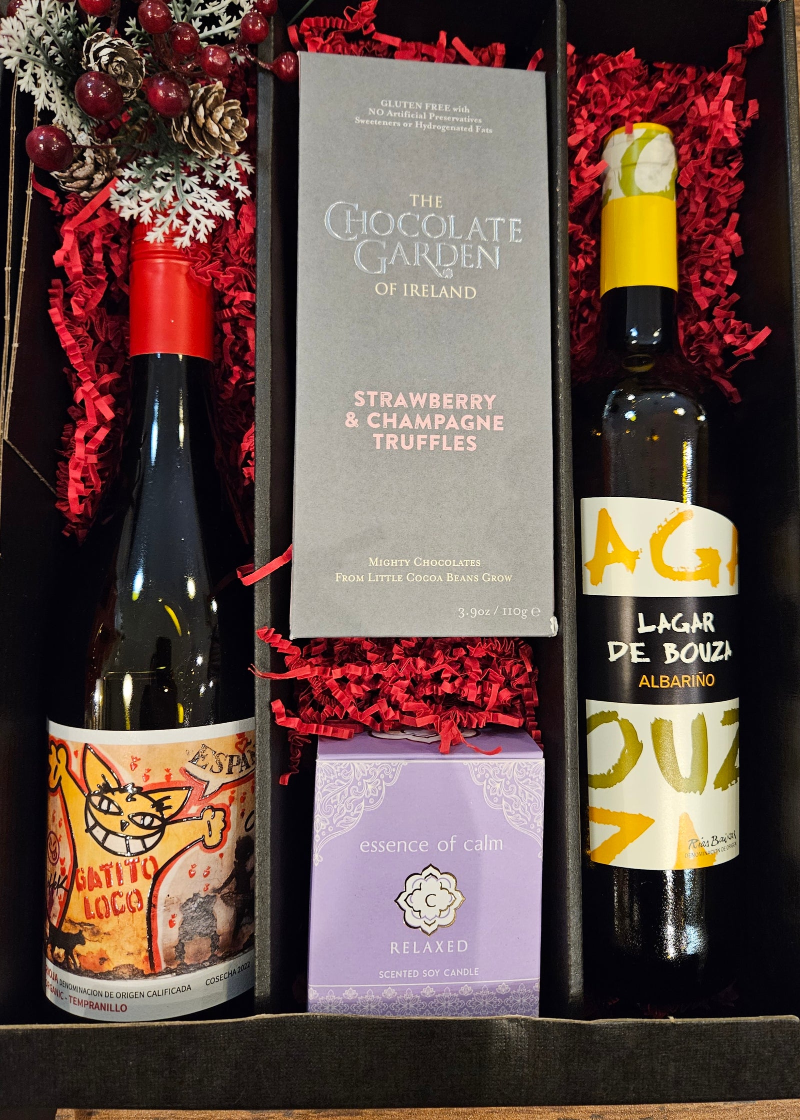 Red, White, Chocolates and Candle Hamper