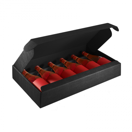 6 bottle flat black cardboard box