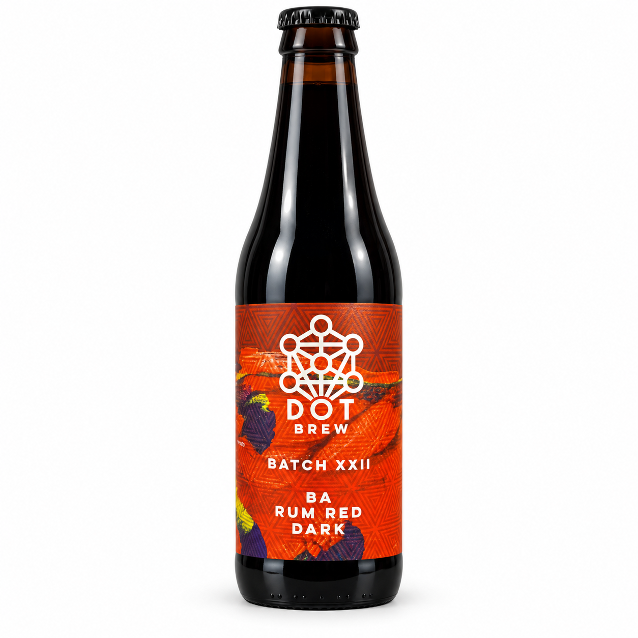 DOT Brew BA Rum Red Dark Batch XXII 16% ABV 330ml Bottle on a white background