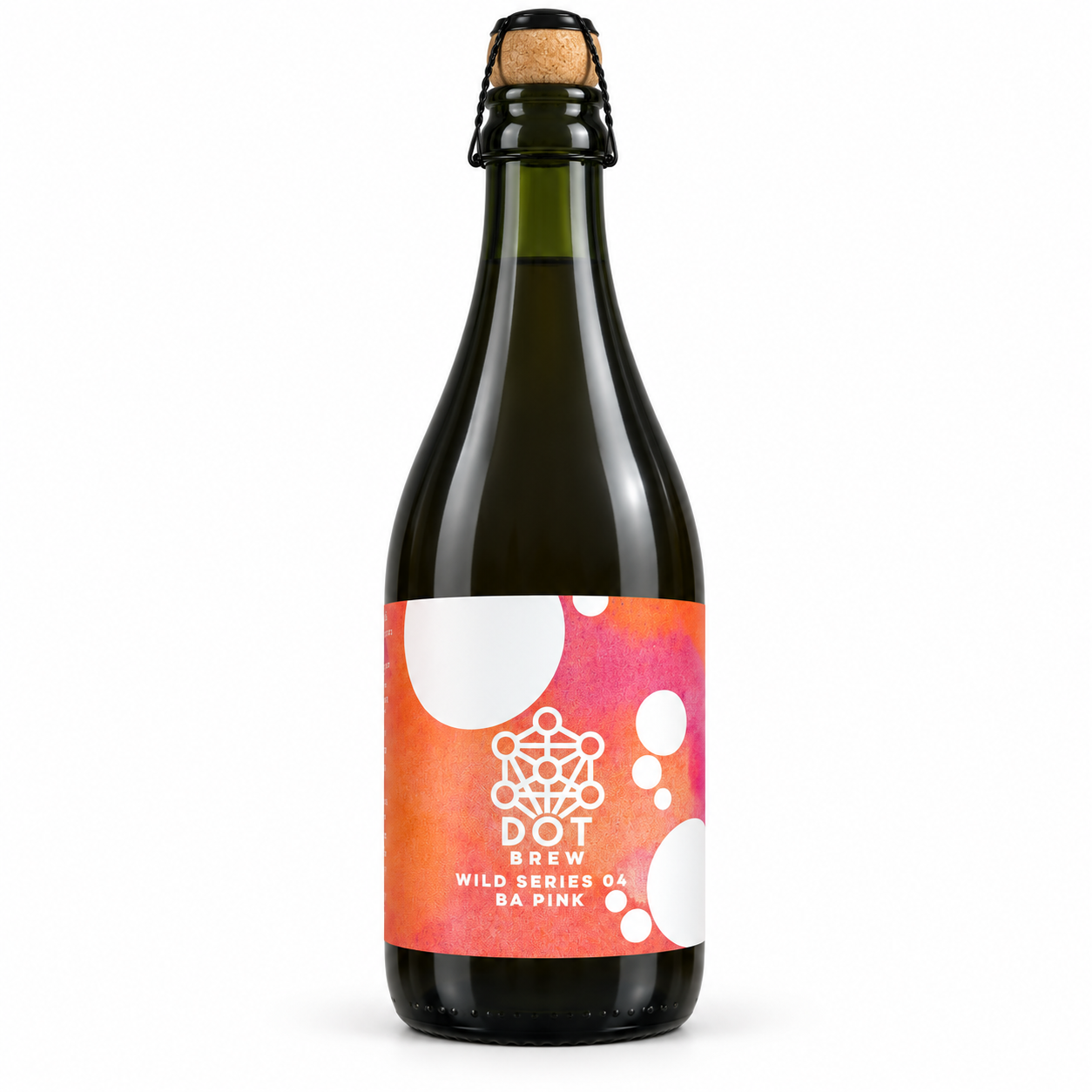 DOT Brew Wild Series 04 BA Pink 5.1% ABV 375ml Bottle on a white background