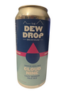 Beer can with 'The Dew Drop Brewhouse' branding on a white background