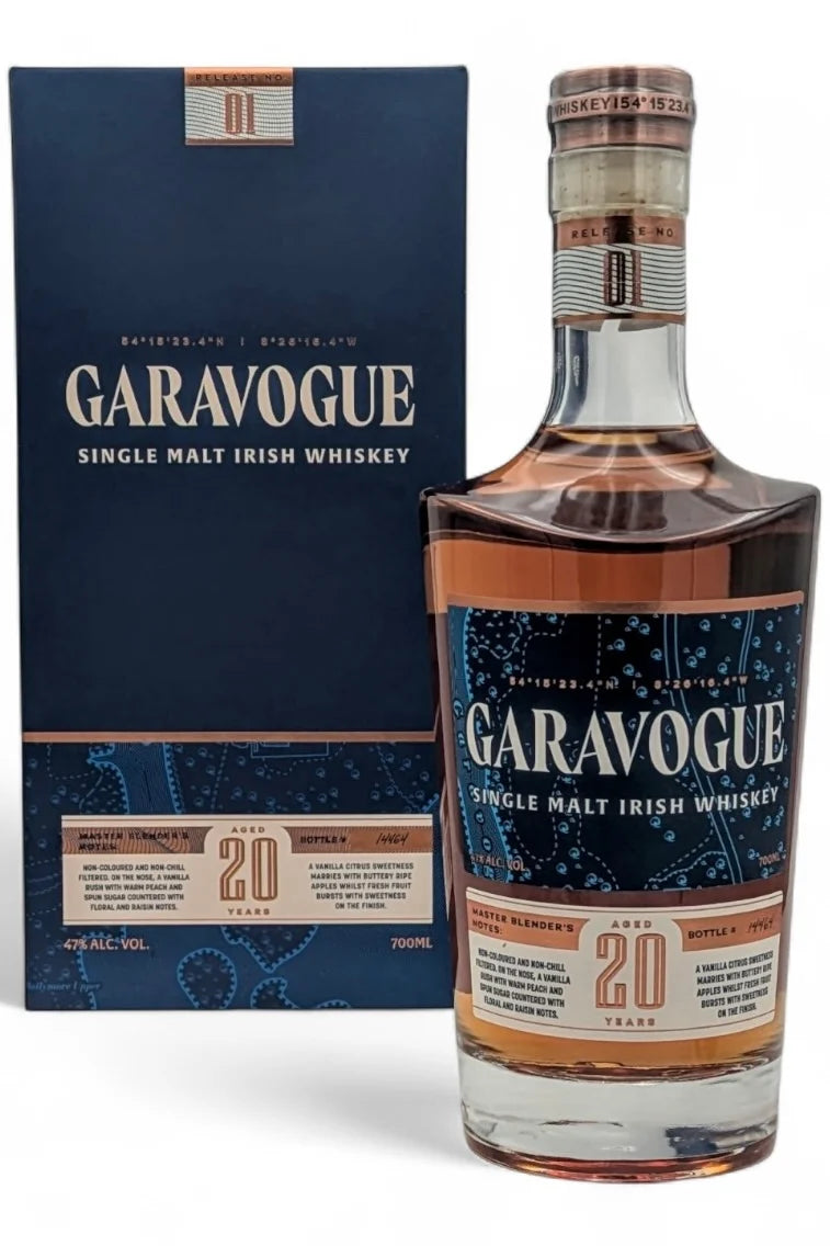 Garavogue Single Malt Irish Whiskey Aged 20 Years 47% ABV