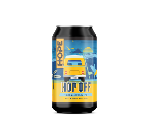 Hop Off is a hoppy and bitter, full bodied NA IPA. Citra and Galaxy hops bring bags of fresh citrus fruit flavours and aromas, perfectly complementing its bitterness.