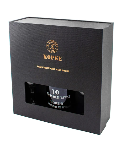 Kopke 10yr Old Tawny Port with 2 Branded Glasses Gift