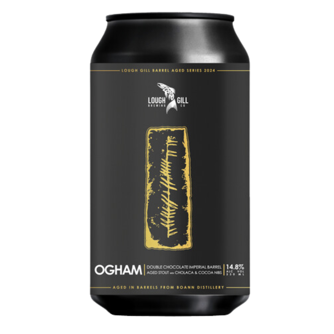 Lough Gill X Boann Distillery- Ogham Double Chocolate Imperial BA Stout 14.8% ABV 330ml Can - Martins Off Licence