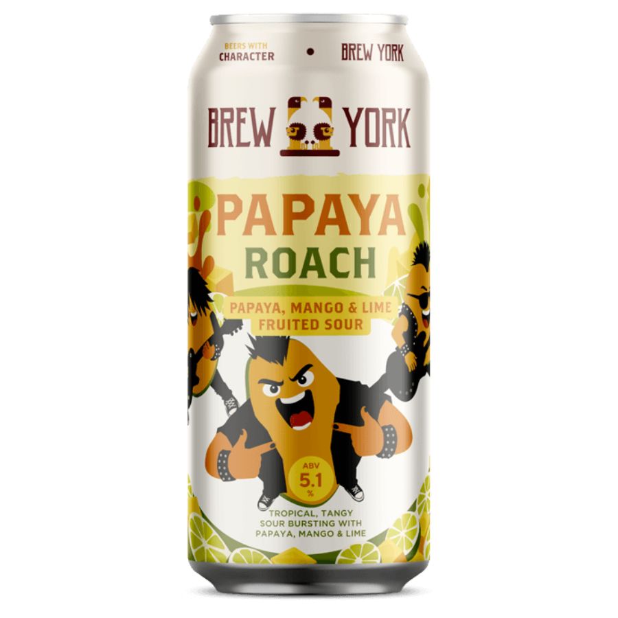 Brew York- Papaya Roach Papaya Mango & Lime Fruited Sour 5.1% ABV 440ml