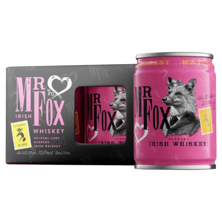 Mr Fox Blended Irish Whiskey 42.5% ABV 2 X 100ml Cans