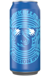 Blue can of Mikkeller Session IPA on a white background