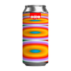 Multicolored can with a brand logo on a white background