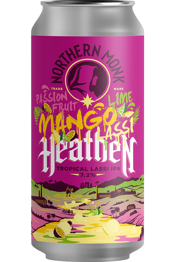 Northern Monk- Heathen Tropical Lassi Passion Fruit, Lime, Mango Lassi IPA 7.2% ABV 440ml Can