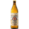 Paulaner beer bottle with label on a white background