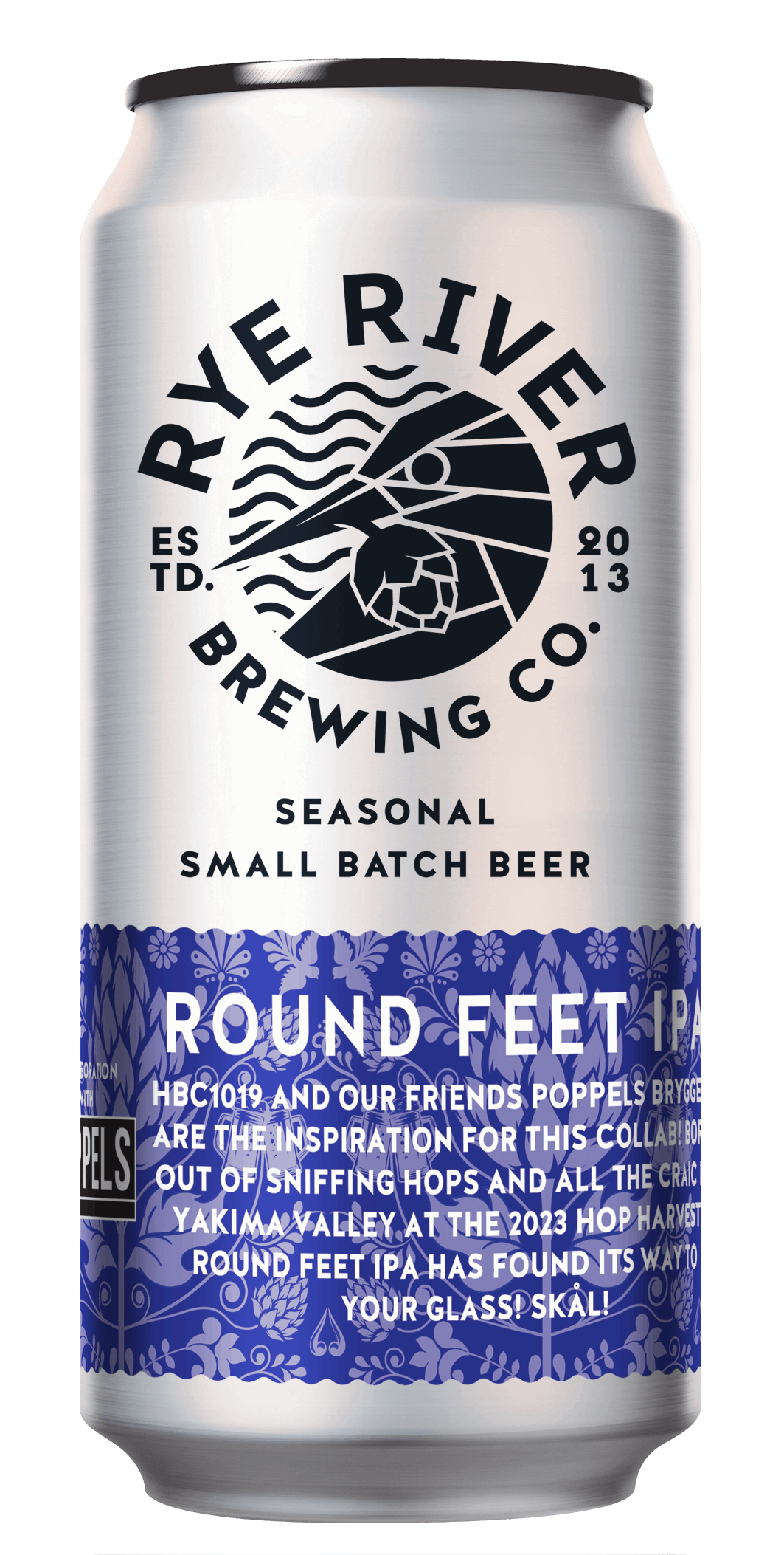 Rye River X Poppels- Round Feet IPA 7% ABV 440ml Can