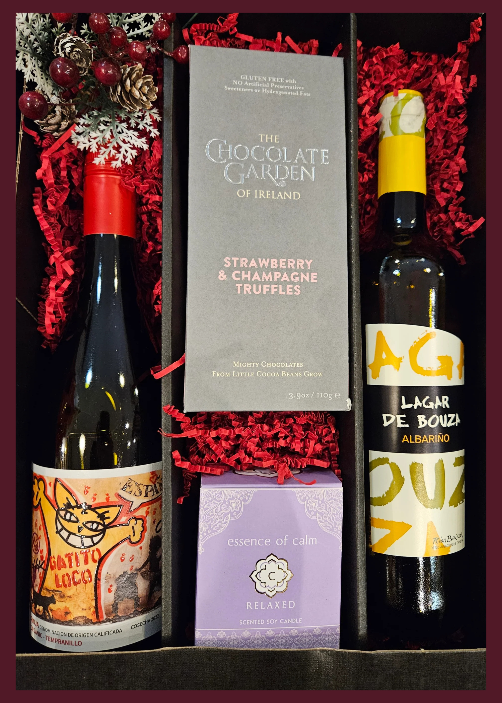 Red, White, Chocolates and Candle Hamper
