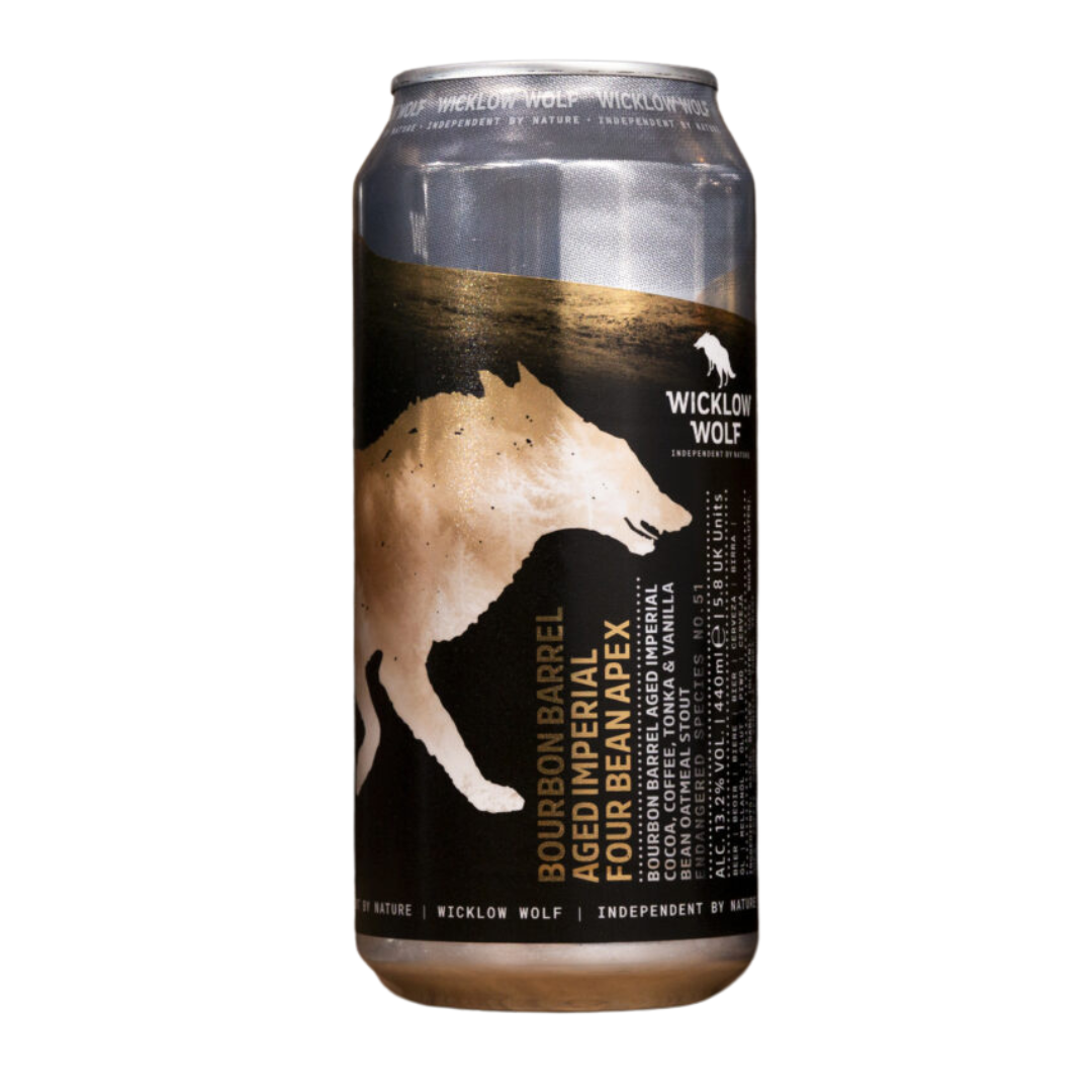 Wicklow Wolf- Bourbon Barrel Aged Imperial Four Bean Apex Stout 12.7% ABV 440ml Can