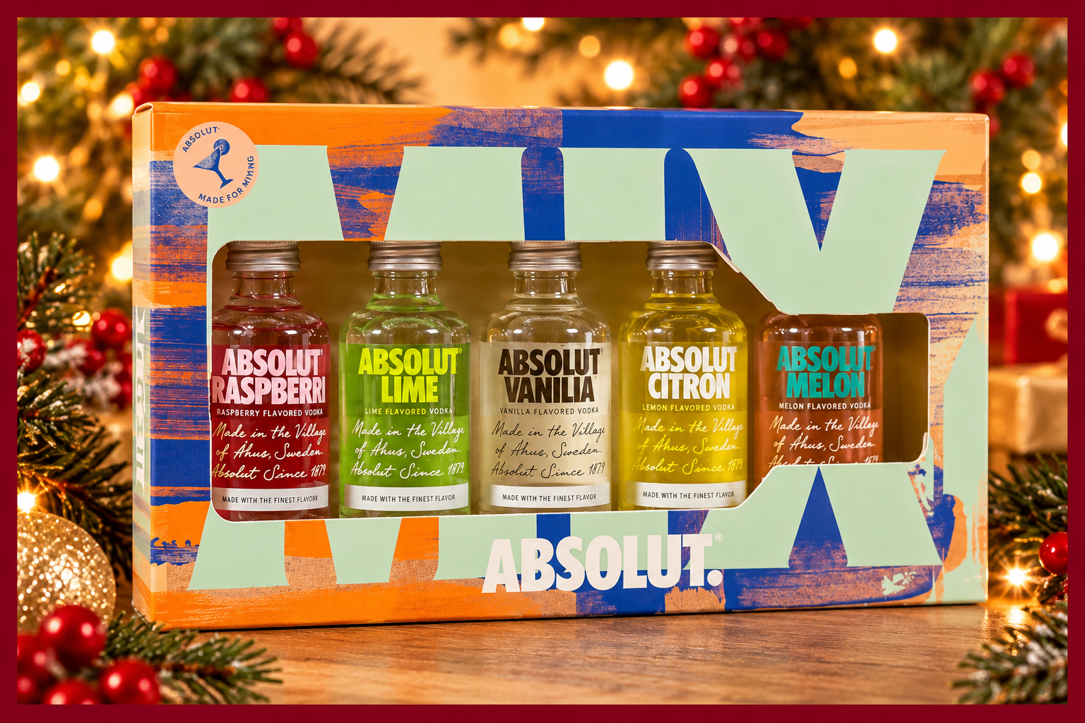 Absolut Mix five flavoured vodka miniatures gift set
