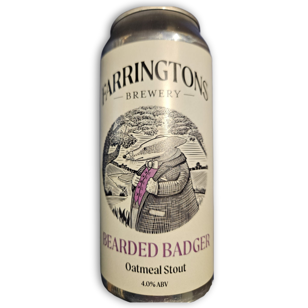 Farringtons- Bearded Badger Oatmeal Stout 4% ABV 440ml Can