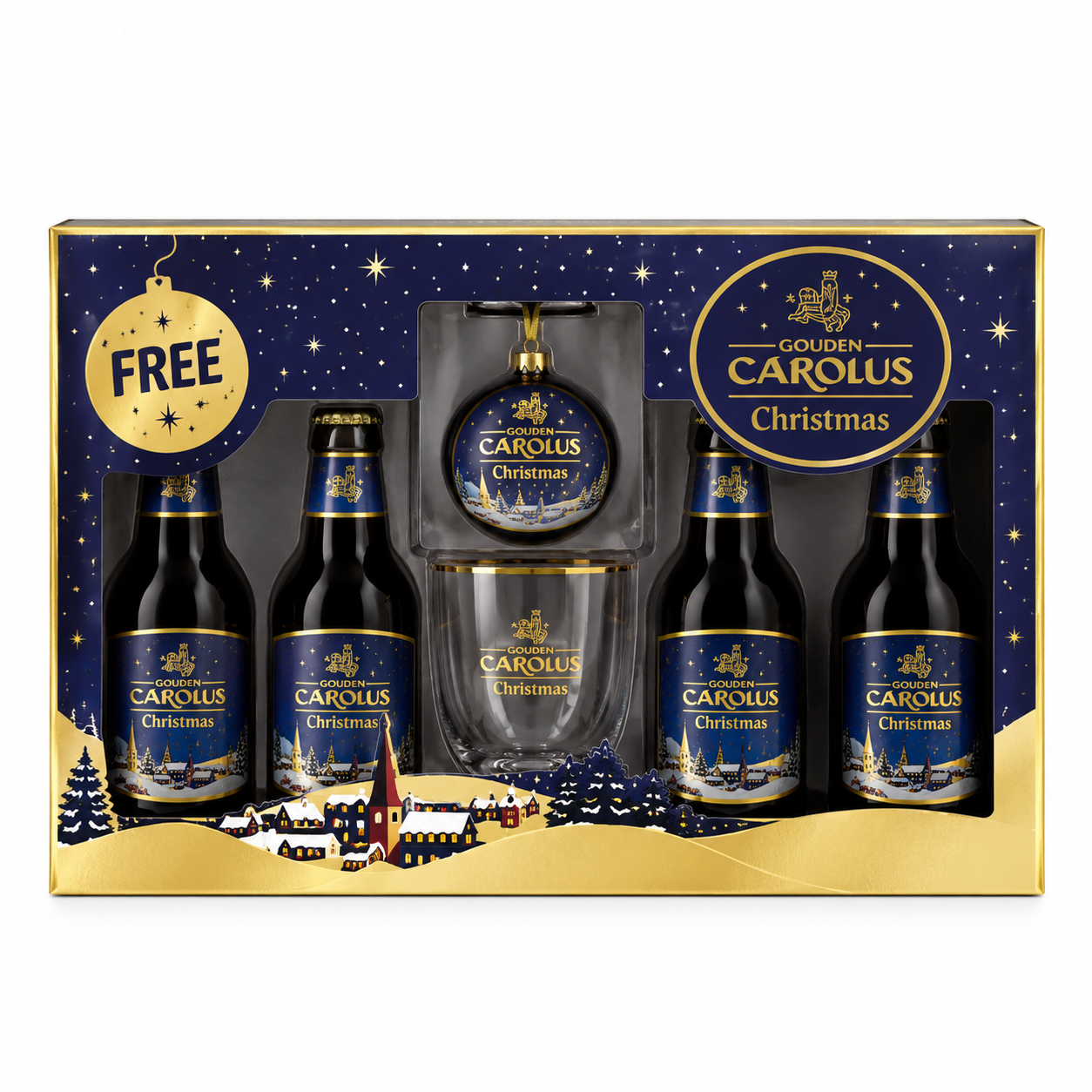 Gouden Carolus Christmas Gift Pack 4 × 330ml & Christmas Bauble