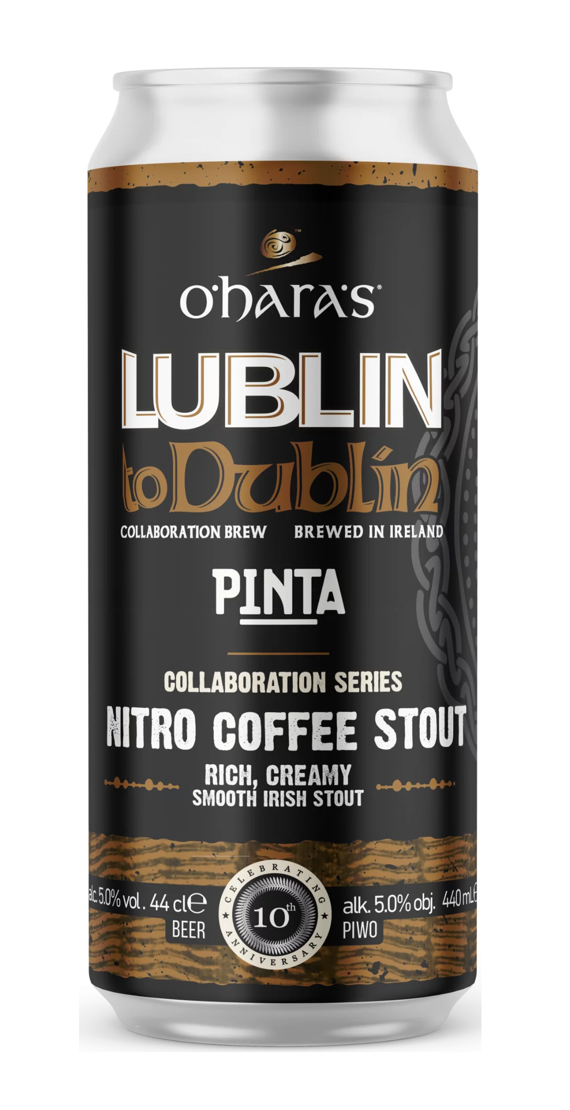 O'Hara's X Pinta- Lublin To Dublin Nitro Coffee Stout 5% ABV 440ml Can