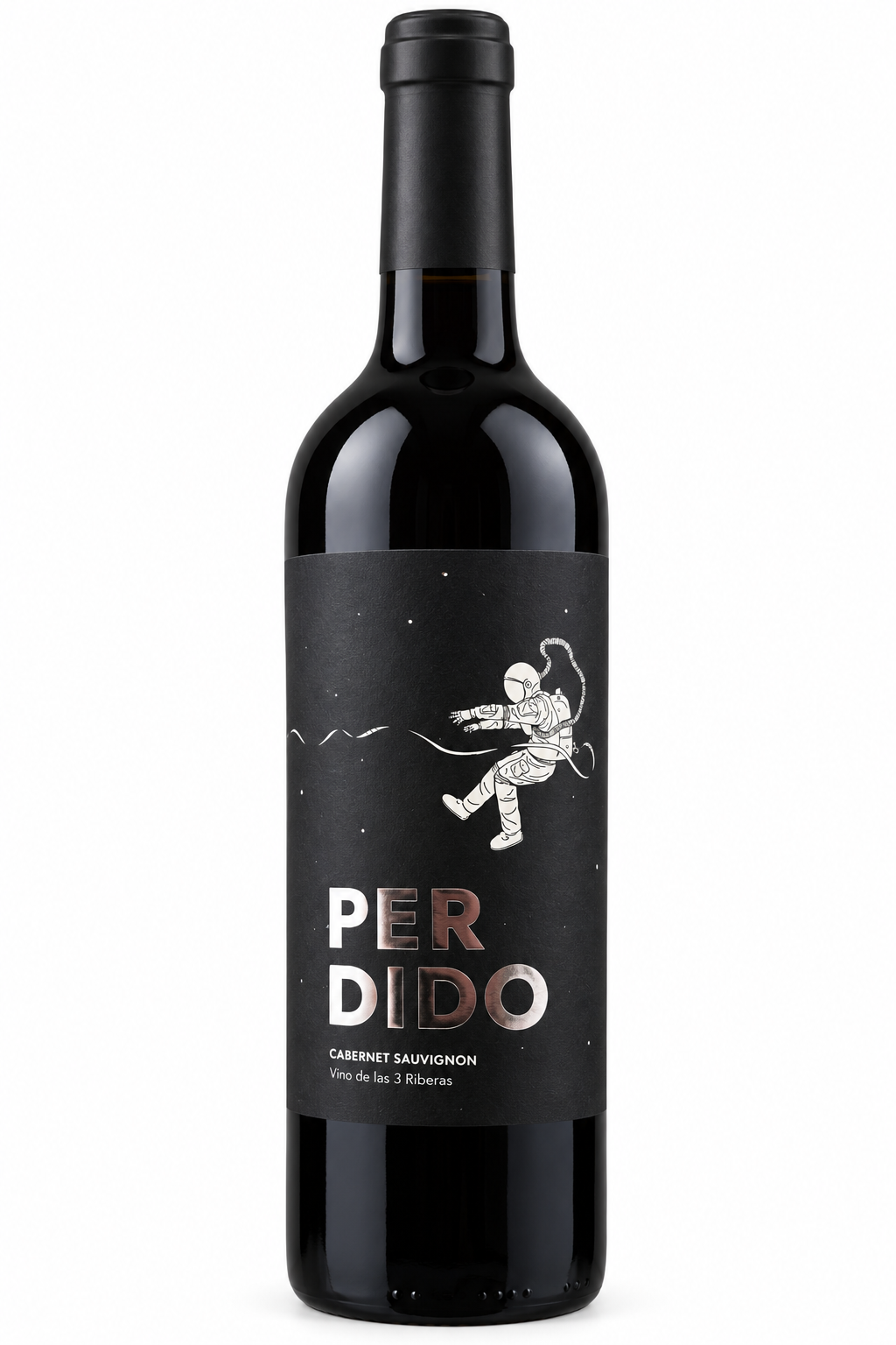 Perdido Cabernet Sauvignon 75cl bottle with astronaut label against clean white background