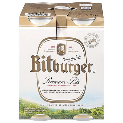 Bitburger- Premium Pils 4.8% ABV 4x 500ml Can Pack