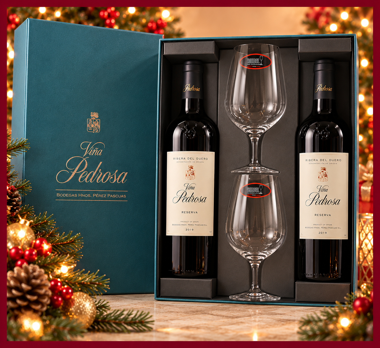 Vina Pedrosa Reserva Twin Set with 2 Glasses
