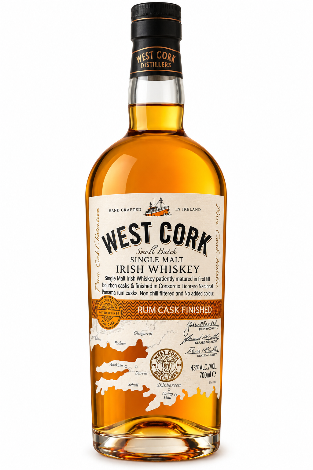 West Cork Rum Cask Finished Single Malt Irish Whiskey 700ml