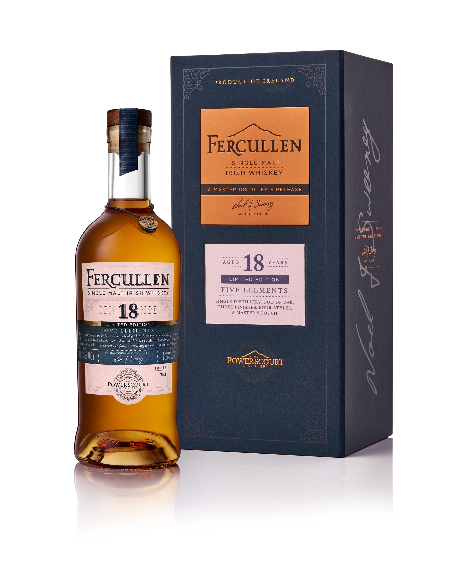 Powerscourt Whiskey - Fercullen 18 Year Old Single Malt Five Elements Irish Whiskey Limited Edition 700 ml, 46% ABV