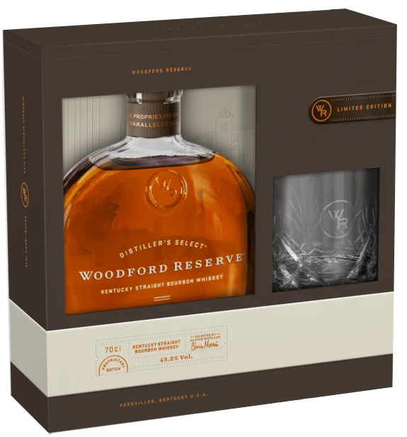 Woodford Reserve 700ml 43.2% ABV Bottle Glass Gift Pack